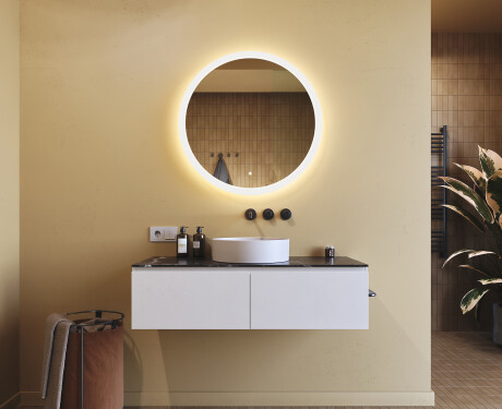 Specchio rotondo con luce LED per bagno 80cm con Dual color, Interruttore tattile #8