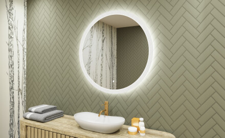 Specchio rotondo con luce LED per bagno 80cm con Dual color, Interruttore tattile