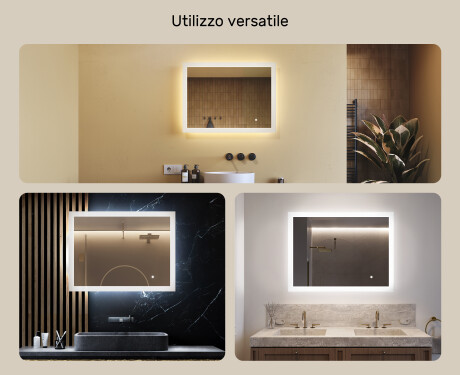 Specchiera rettangolare da bagno con luce LED 80x60cm con Dual color, Interruttore tattile #2
