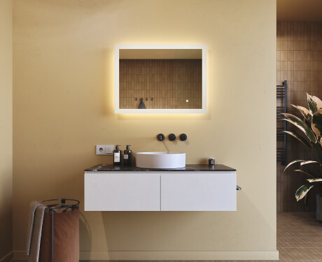 Specchiera rettangolare da bagno con luce LED 80x60cm con Dual color, Interruttore tattile #8