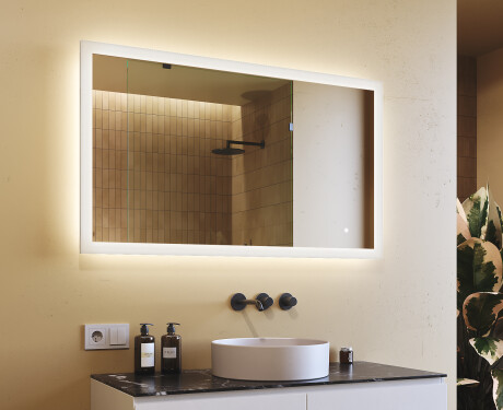 Specchio rettangolare da bagno con LED 120x70cm con Dual color, Interruttore tattile
