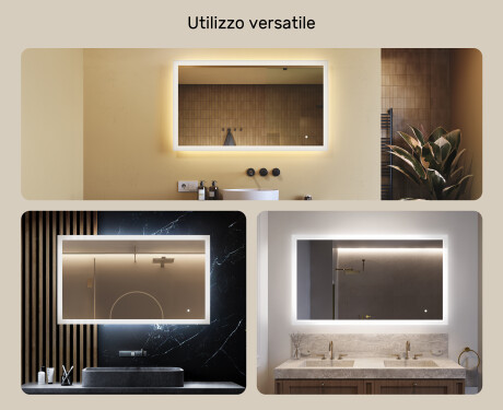 Specchio rettangolare da bagno con LED 120x70cm con Dual color, Interruttore tattile #2