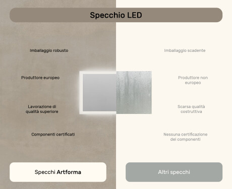 Specchio rettangolare da bagno con LED 120x70cm con Dual color, Interruttore tattile #6