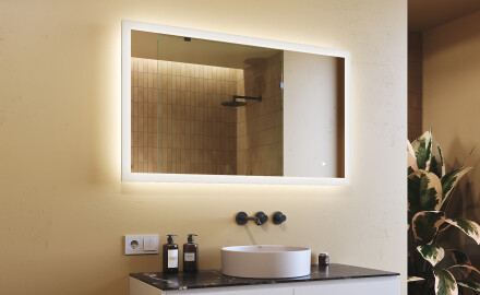 Specchio rettangolare da bagno con LED 120x70cm con Dual color, Interruttore tattile