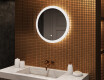 Specchio rotondo da bagno retroilluminato LED 60cm con Dual color, Interruttore tattile, Tappetino riscaldante