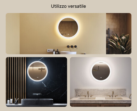 Specchio rotondo da bagno retroilluminato LED 60cm con Dual color, Interruttore tattile, Tappetino riscaldante #2