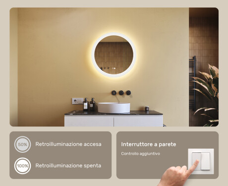 Specchio rotondo da bagno retroilluminato LED 60cm con Dual color, Interruttore tattile, Tappetino riscaldante #4