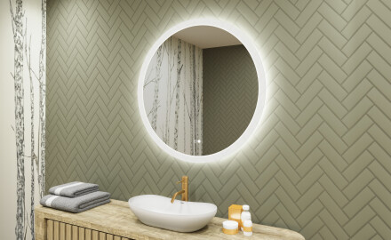 Specchio rotondo con luce LED per bagno 80cm con Dual color, Interruttore tattile, Tappetino riscaldante