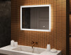 Specchiera rettangolare da bagno con luce LED 80x60cm con Dual color, Interruttore tattile, Tappetino riscaldante