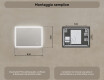 Specchiera rettangolare da bagno con luce LED 80x60cm con Dual color, Interruttore tattile, Tappetino riscaldante #8
