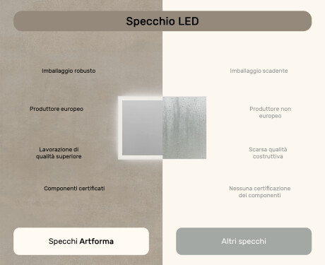 Specchio rettangolare da bagno retroilluminato LED 100x70cm con Dual color, Interruttore tattile, Tappetino riscaldante #7