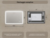 Specchio rettangolare da bagno retroilluminato LED 100x70cm con Dual color, Interruttore tattile, Tappetino riscaldante #8
