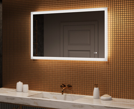Specchio rettangolare da bagno con LED 120x70cm con Dual color, Interruttore tattile, Tappetino riscaldante