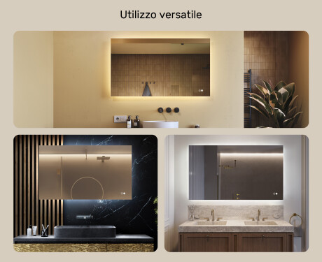 Specchio rettangolare da bagno con illuminazione LED 80x60/60x80 cm, doppio colore, interruttore touch, tappetino riscaldante #2
