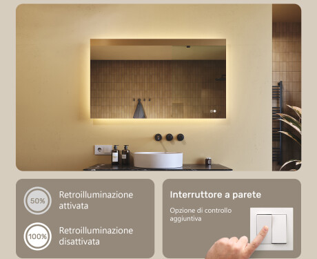 Specchio rettangolare da bagno con illuminazione LED 80x60/60x80 cm, doppio colore, interruttore touch, tappetino riscaldante #3