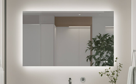 Specchio rettangolare da bagno con illuminazione LED 80x60/60x80 cm, doppio colore, interruttore touch, tappetino riscaldante