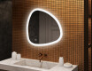 Specchio irregolare con illuminazione, 84×84 cm, bicolore, interruttore touch, tappetino riscaldante