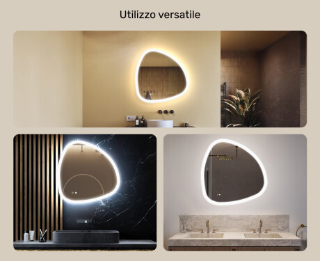 Specchio irregolare con illuminazione, 84×84 cm, bicolore, interruttore touch, tappetino riscaldante #2