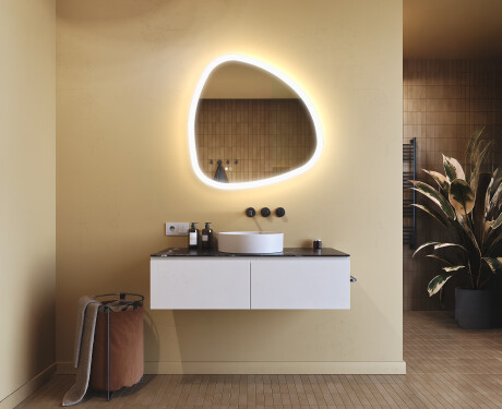 Specchio irregolare con illuminazione, 84×84 cm, bicolore, interruttore touch, tappetino riscaldante #9
