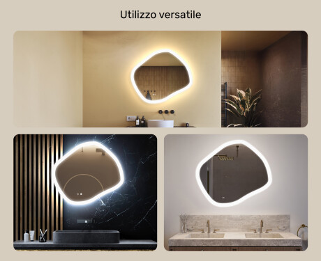 Specchio da bagno con illuminazione, 84×74 cm, bicolore, interruttore touch, tappetino riscaldante #2