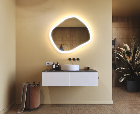 Specchio da bagno con illuminazione, 84×74 cm, bicolore, interruttore touch, tappetino riscaldante #9