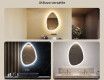 Specchio irregolare con illuminazione, 64×94 cm, bicolore, interruttore touch, tappetino riscaldante #2