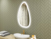 Specchio irregolare con illuminazione, 64×104 cm, bicolore, interruttore touch, tappetino riscaldante