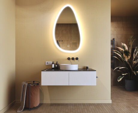 Specchio irregolare con illuminazione, 64×104 cm, bicolore, interruttore touch, tappetino riscaldante #9