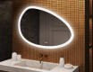 Specchio irregolare con illuminazione, 114×84 cm, bicolore, interruttore touch, tappetino riscaldante