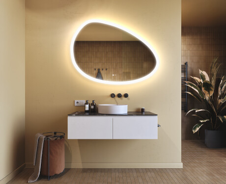 Specchio irregolare con illuminazione, 114×84 cm, bicolore, interruttore touch, tappetino riscaldante #9