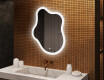 Specchio irregolare con illuminazione, 74×94 cm, bicolore, interruttore touch, tappetino riscaldante