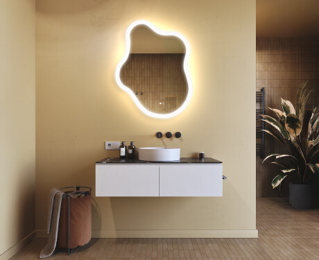 Specchio irregolare con illuminazione, 74×94 cm, bicolore, interruttore touch, tappetino riscaldante #9