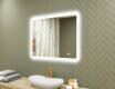 Specchio da bagno arrotondato con illuminazione LED, 80×60 cm, bicolore, interruttore touch, tappetino riscaldante