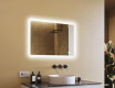 Specchio da bagno arrotondato con illuminazione LED, 100×70 cm, bicolore, interruttore touch, tappetino riscaldante