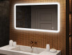 Specchio da bagno arrotondato con illuminazione LED, 120×70 cm, bicolore, interruttore touch, tappetino riscaldante