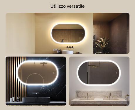 Specchio da bagno illuminato, 120×70 cm, bicolore, interruttore touch, tappetino riscaldante #2