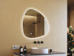 Specchio irregolare con illuminazione, 84×84 cm, bicolore, interruttore touch, tappetino riscaldante