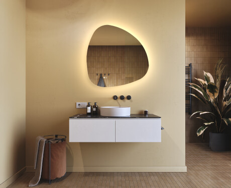 Specchio irregolare con illuminazione, 84×84 cm, bicolore, interruttore touch, tappetino riscaldante #9