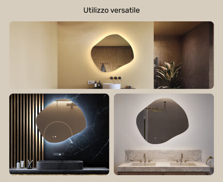 Specchio da bagno con illuminazione, 84×74 cm, bicolore, interruttore touch, tappetino riscaldante #2