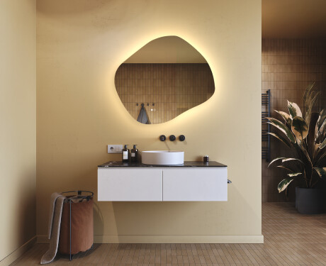 Specchio da bagno con illuminazione, 84×74 cm, bicolore, interruttore touch, tappetino riscaldante #9