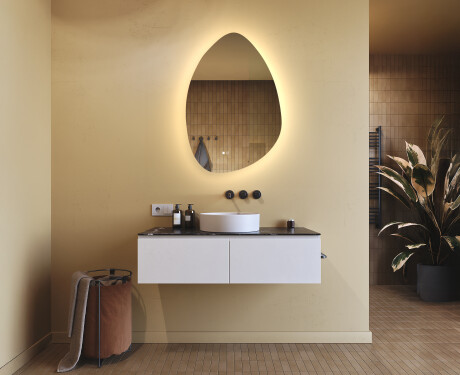 Specchio irregolare con illuminazione, 64×94 cm, bicolore, interruttore touch, tappetino riscaldante #9