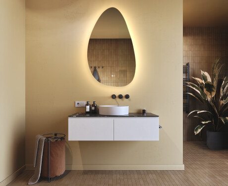 Specchio irregolare con illuminazione, 64×104 cm, bicolore, interruttore touch, tappetino riscaldante #9