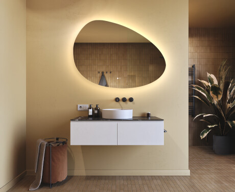 Specchio irregolare con illuminazione, 114×84 cm, bicolore, interruttore touch, tappetino riscaldante #9
