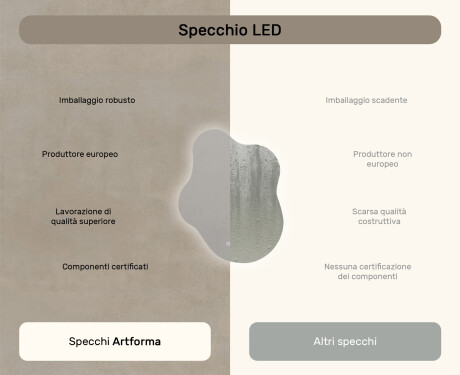 Specchio irregolare con illuminazione, 74×94 cm, bicolore, interruttore touch, tappetino riscaldante #7