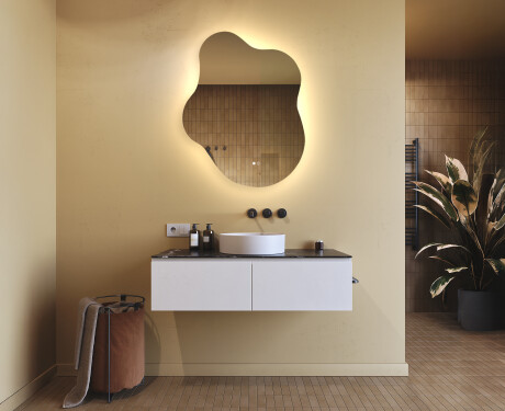 Specchio irregolare con illuminazione, 74×94 cm, bicolore, interruttore touch, tappetino riscaldante #9