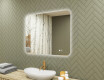 Specchio da bagno arrotondato con illuminazione LED, 80×60 cm, bicolore, interruttore touch, tappetino riscaldante