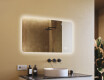 Specchio da bagno arrotondato con illuminazione LED, 120×70 cm, bicolore, interruttore touch, tappetino riscaldante