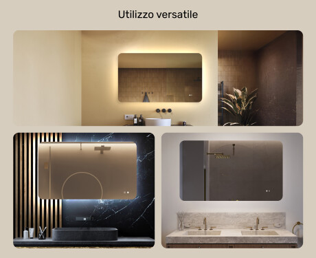 Specchio da bagno arrotondato con illuminazione LED, 120×70 cm, bicolore, interruttore touch, tappetino riscaldante #2