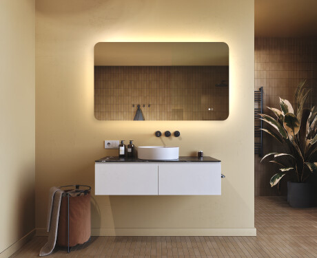 Specchio da bagno arrotondato con illuminazione LED, 120×70 cm, bicolore, interruttore touch, tappetino riscaldante #9