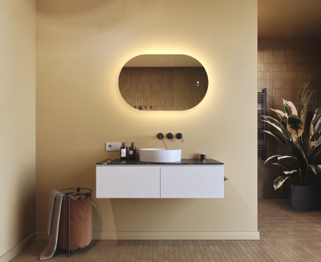 Specchio da bagno illuminato, 80×50 cm, bicolore, interruttore touch, tappetino riscaldante #9